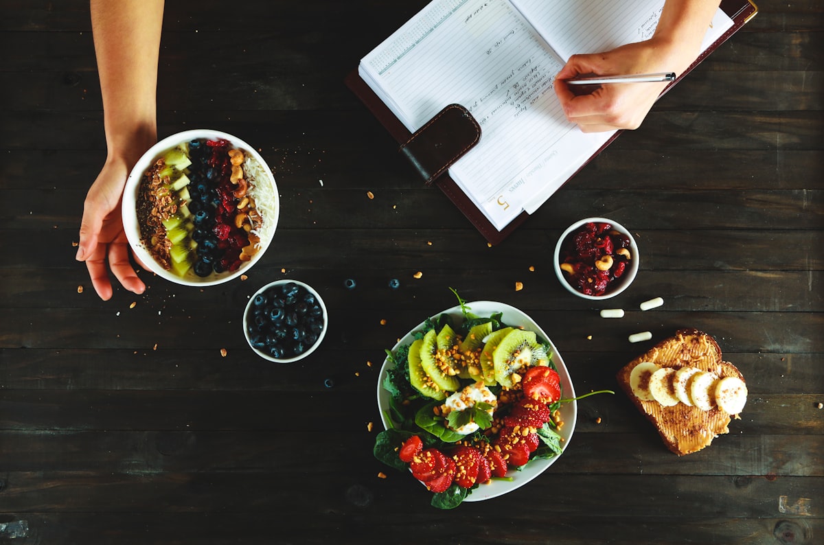 Nutritionist reviewing diet plan with client